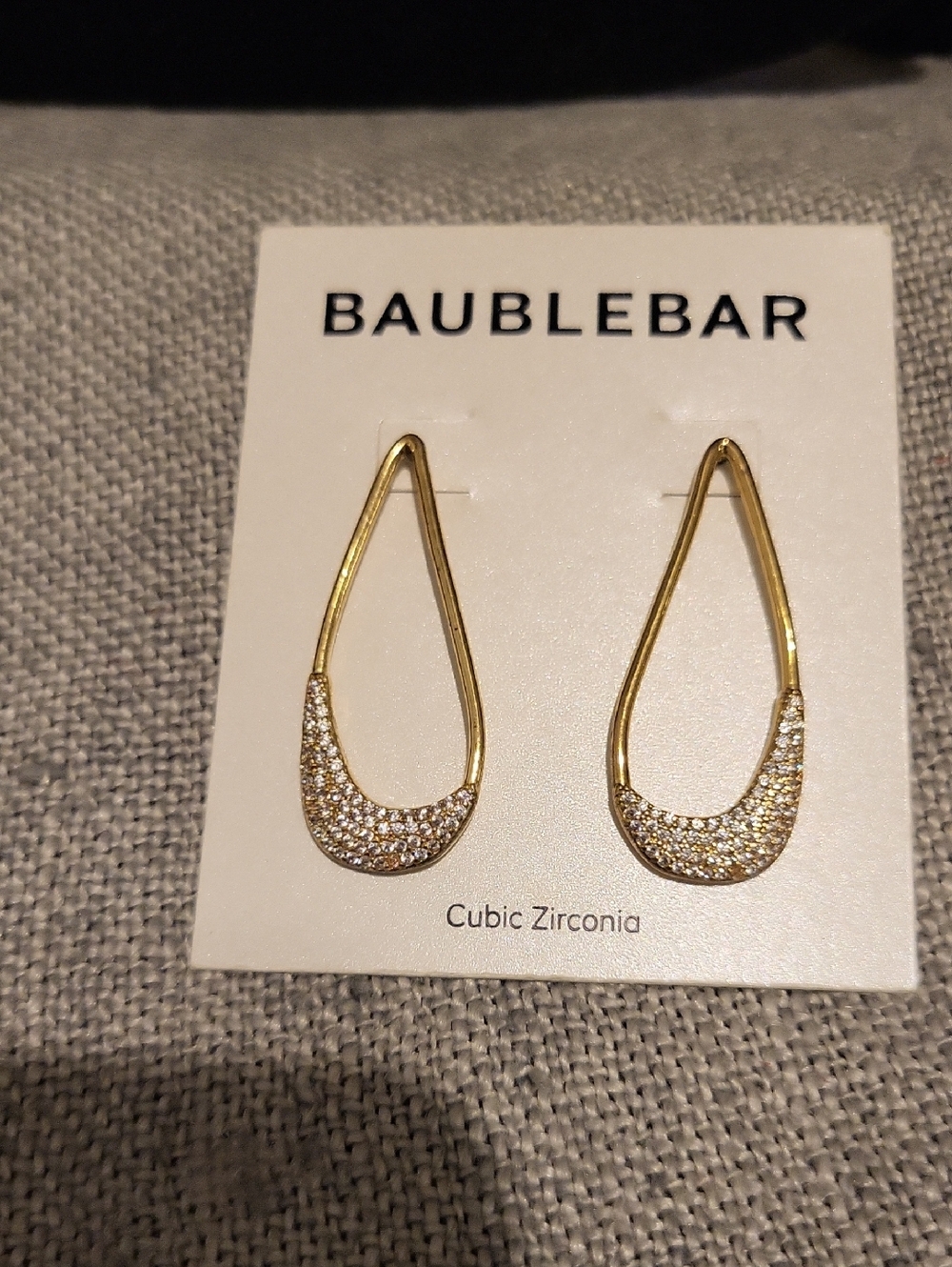 BaubleBar Goldtone Oblong Drop Earrings With CZs